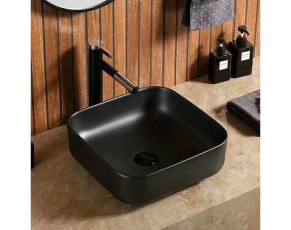 Chậu rửa mặt mặt màu đen hình vuông HD004B