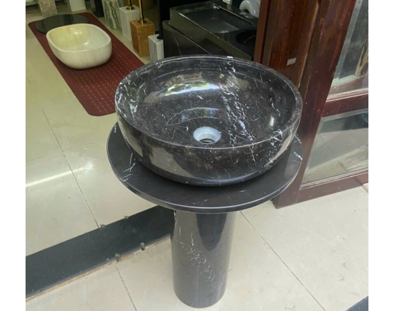 Chậu lavabo đặt sàn đá tự nhiên xanh đen HDCH27