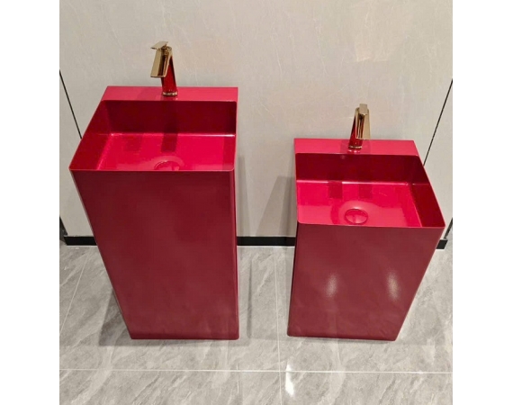 Chậu rửa lavabo Inox 304 màu đỏ HDIN304