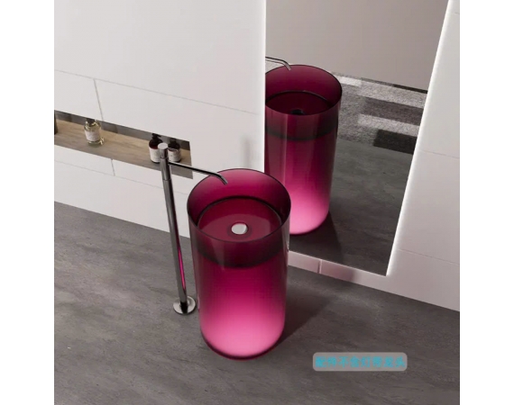 Chậu rửa lavabo đặt sàn bằng nhựa xuyên sáng màu hồng HD1050GR