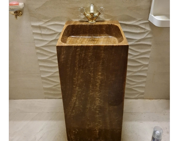 Chậu lavabo nghệ thuật màu nâu đỏ đá tự nhiên HDTN290