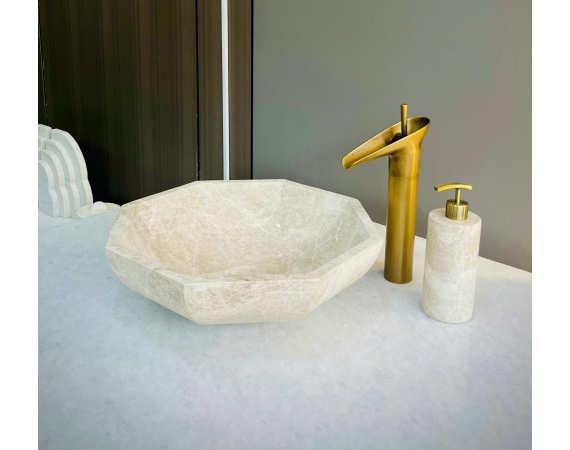 Chậu lavabo mini đặt bàn đá tự nhiên HDTN47 (400 x 400 x 12 mm)