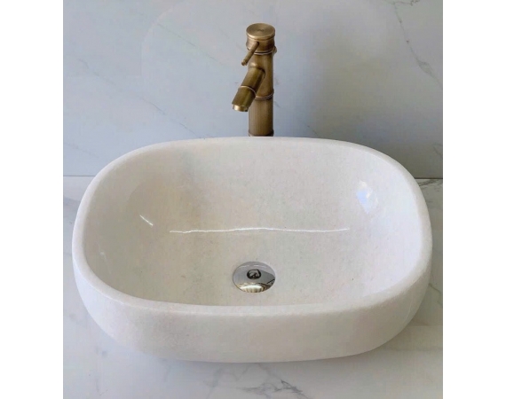 Chậu lavabo đá tự nhiên hình bầu dục HDTN51
