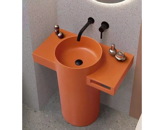 Chậu rửa mặt màu cam nghệ thuật chân đứng CB01NT