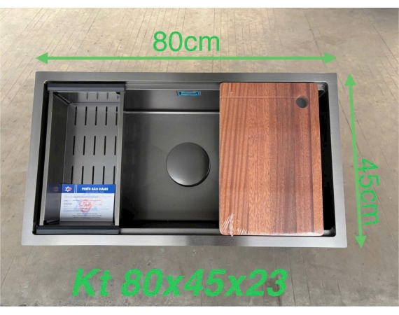 Chậu rửa bát 1 hố âm bàn màu đen KGAB8045B ( 800 x450 x 230 mm )