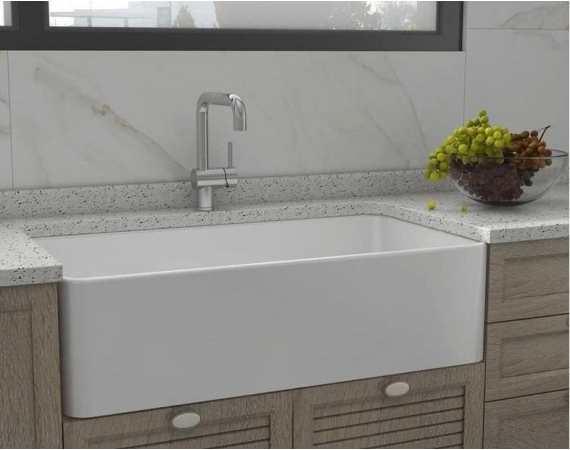 Chậu rửa bát 1 hố bằng sứ TQ01W