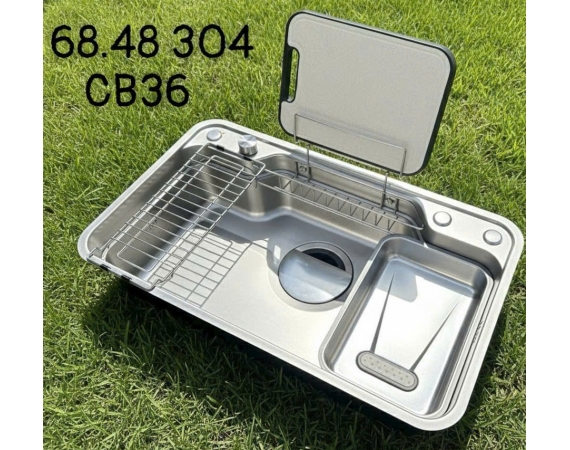 Chậu rửa bát 1 hố mặt hạt chống xước LECOCO CB36 ( 680X480 mm _