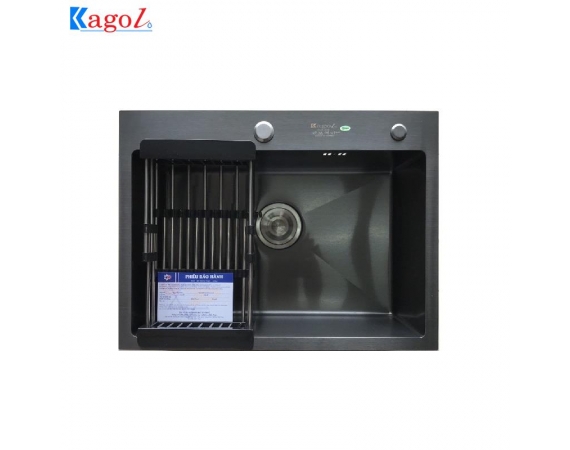 Chậu rửa bát 1 hố màu đen mạt hạt Nano Black Kagol KND4540(450x400mm)