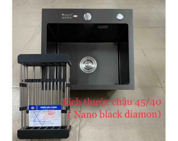 Chậu rửa bát 1 hố màu đen Nano Black Kagol 4540 (450x400mm)