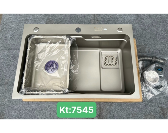 Chậu rửa bát 1 hố màu xám phủ nano Kagol 7545 (75x45cm)