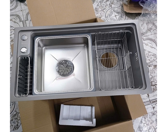 Chậu rửa bát 1 hố nano chống xước GRÜNDER 7545N 