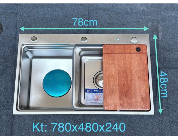 Chậu rửa bát 1 hố phủ mặt hạt chống xước KAGOL KG7848
