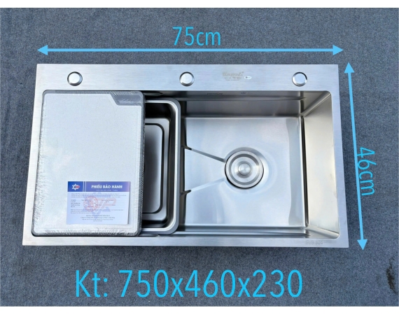 Chậu rửa bát 1 inox 304 KG7546 ( 750 x460 x 230 mm )