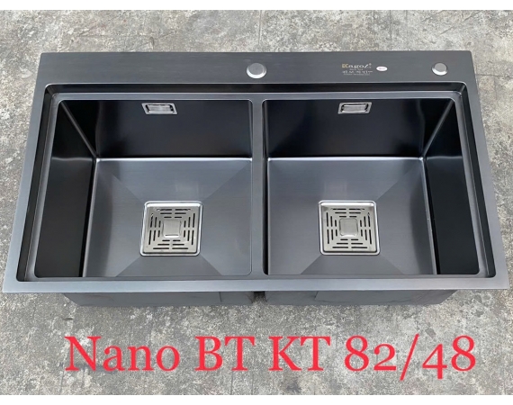 Chậu rửa bát 2 hố màu đen Kagol BT8248 (KT:820x480x240 mm)