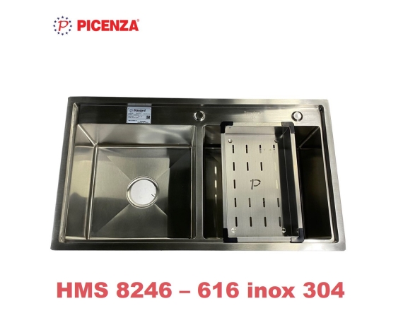 Chậu rửa bát Picenza 2 hố cân HMS 8246 – 616 inox 304