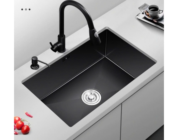 Chậu rửa bát 1 hố âm bàn màu đen HDA8245B(820x450mm)