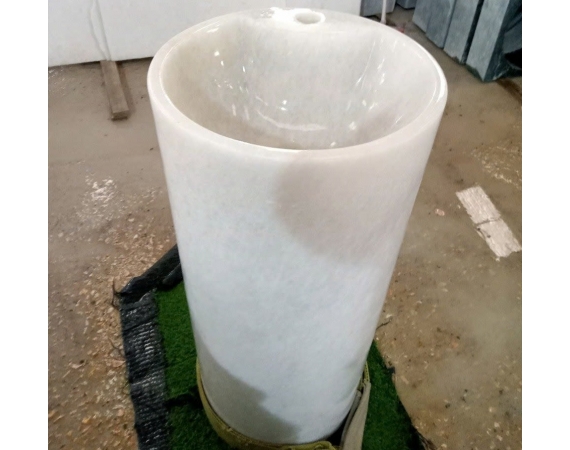 Chậu lavabo nghệ thuật màu trắng đá tự nhiên HDTN289
