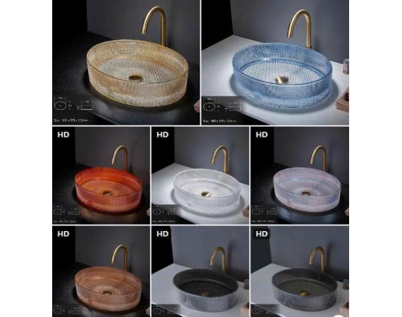 Chậu rửa lavabo đặt bàn pha lê HD-GLB1043