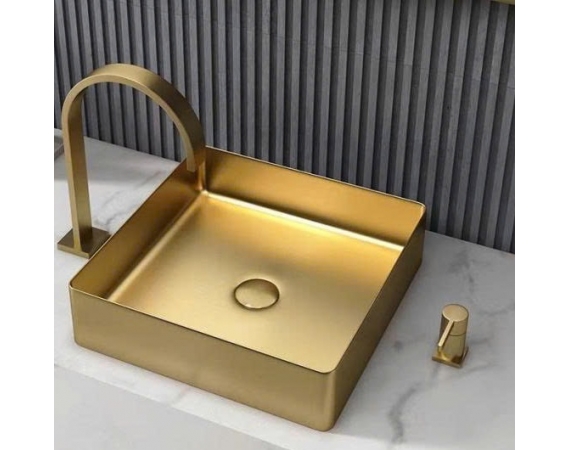 Chậu rửa lavabo Inox 304 màu vàng đặt bàn HDB4040G