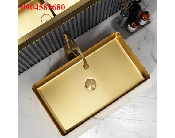 Chậu rửa lavabo Inox 304 màu vàng HDI304V