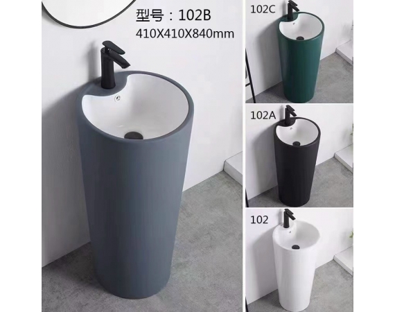 Chậu rửa mặt nghệ thuật chân đứng màu ghi HDSJ102G