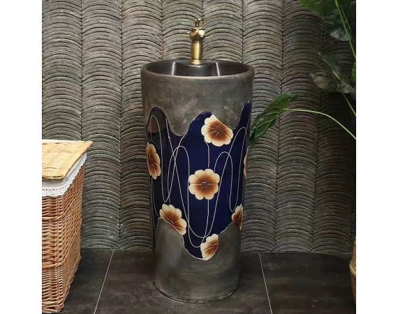 Chậu rửa mặt nghệ thuật chân đứng màu nâuHDSJ34