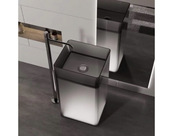 Chậu rửa lavabo đặt sàn bằng nhựa xuyên sáng màu ghi HD1050G