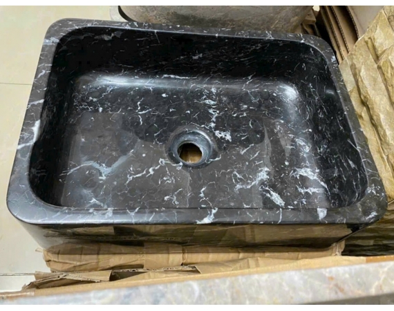 Chậu lavabo đặt bàn đá tự nhiên hình chữ nhật nhỏ HDTN42 (460 x 330 x 140mm)