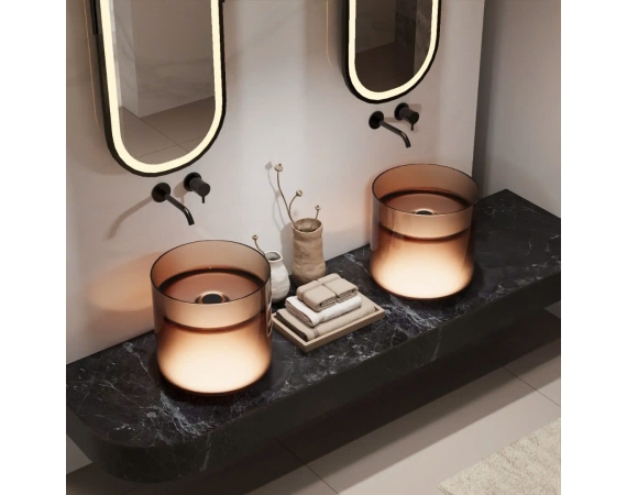 Chậu rửa lavabo đặt bàn bằng nhựa xuyên sáng màu xanh HD1052GR