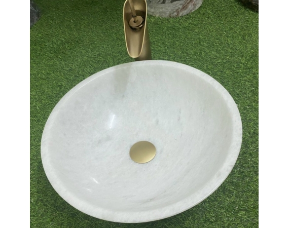 Chậu lavabo đặt bàn đá tự nhiên trắng vân xám HDTN32