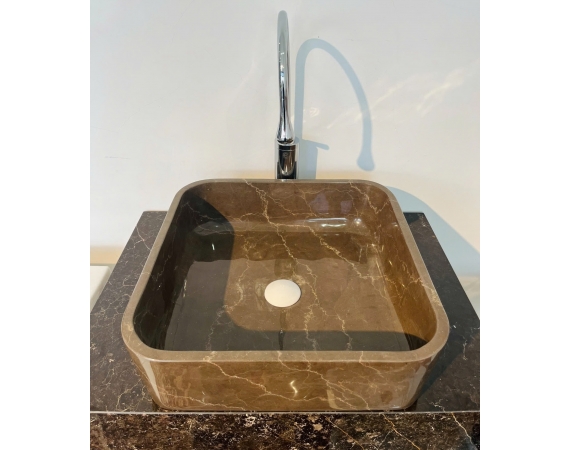 Chậu lavabo đặt bàn đá tự nhiên hình vuông HDTN40