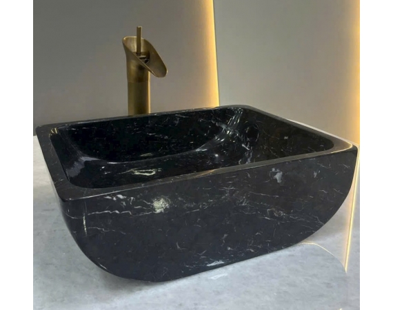 Chậu lavabo mini đặt bàn đá tự nhiên HDTN48 (350 x 330 x 13 mm) 