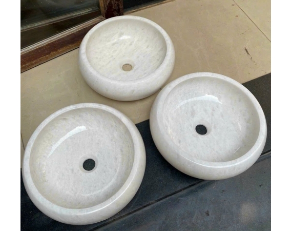 Chậu lavabo đặt bàn đá tự nhiên trắng vân mây HDTN31