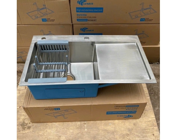 Chậu rửa bát hố 1 bàn inox 304 KOKKU K7845 (KT:780x450x240 mm)
