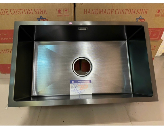 Chậu rửa bát 1 hố âm bàn màu đen mạt hạt Nano Black Kagol KND6845 AB(680x450mm)