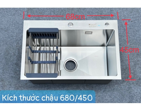 Chậu rửa bát 1 hố inox 304 Kagol KG 6845 (680*450 mm )