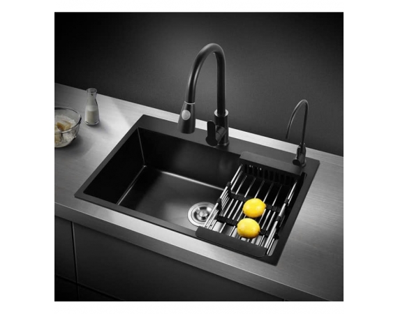 Chậu rửa bát 1 hố âm bàn màu đen HD8245B-1(820x450mm)