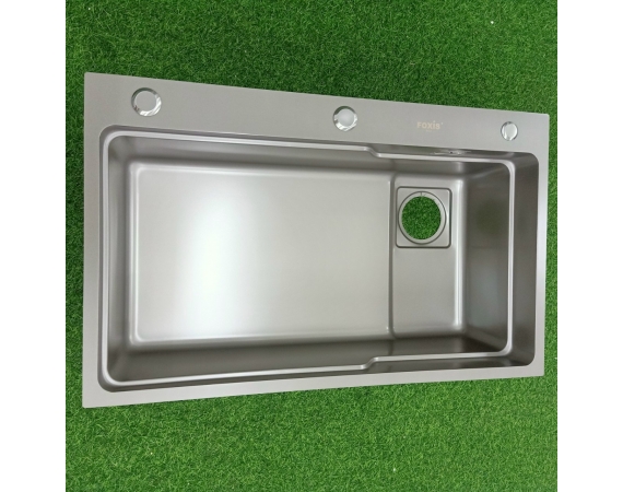Chậu rửa bát 1 hố màu ghi Foxis 6846 (68x46cm)