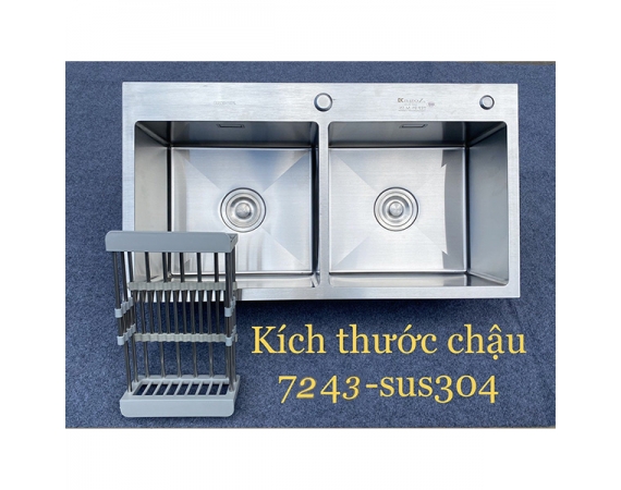 Chậu rửa bát 2 hố cân Inox SUS304 Kagol KG 7243C (720*430 mm )