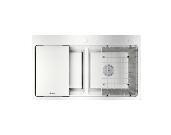 Chậu rửa bát 2 hố chống xước KONOX Workstation Sink – Topmount Sink KN8651TD Dekor