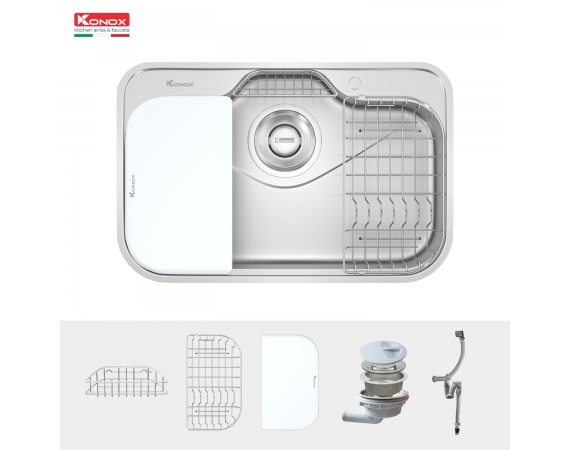 Chậu rửa bát chống xước phong cách Nhật KONOX TARI 7851SR đầy đủ phụ kiện 