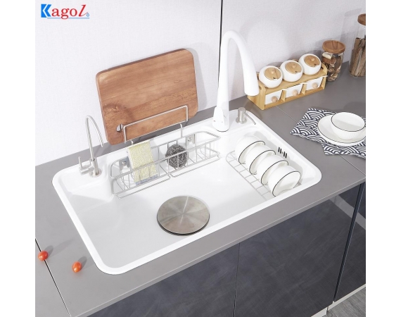 Chậu rửa bát 1 hố màu trắng inox 304 KNT7848