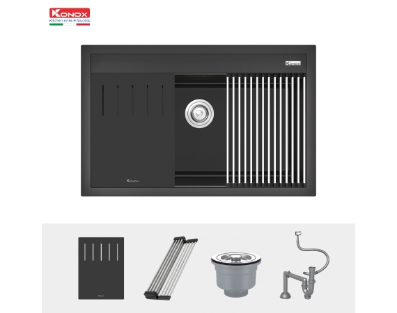 Chậu rửa bát đá Granite Sink Terra KONOX 790S Black