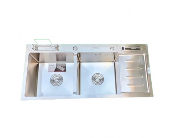 Chậu rửa bát Luxury Sơn Hà 2 hố có bàn HM.X.2C.100.2.3