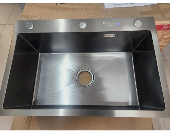 Chậu rửa bát 1 hố màu đen mạt hạt Nano Black Kagol KND8050(800x500mm)