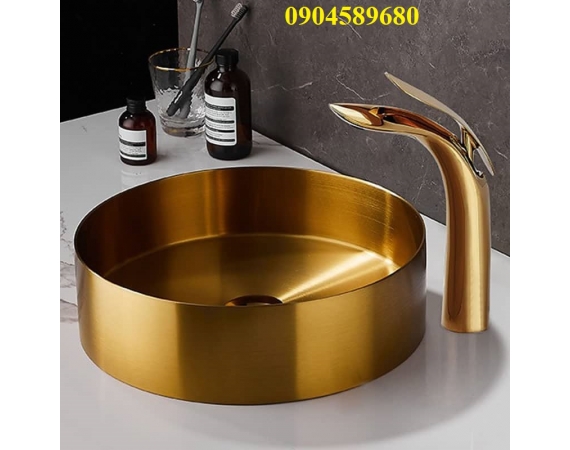 Chậu rửa lavabo Inox 304 màu vàng HDI304VT