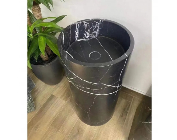 Chậu rửa lavabo nghệ thuật đá tự nhiên màu đen HDMK6089B