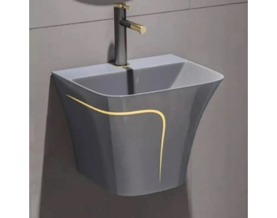 Chậu Lavabo treo tường màu ghi kẻ chỉ vàng - LE01G