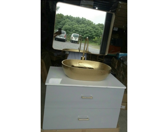 Chậu rửa lavabo nghệ thuật mạ vàng HD5637G