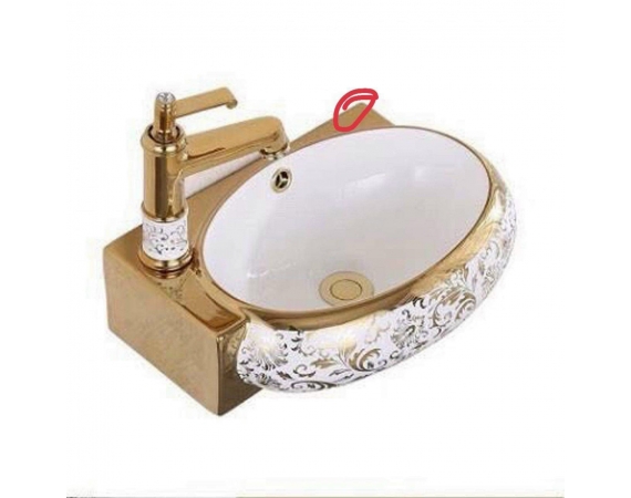 Chậu rửa lavabo treo tường mạ vàng HD4228 (42x28cm)